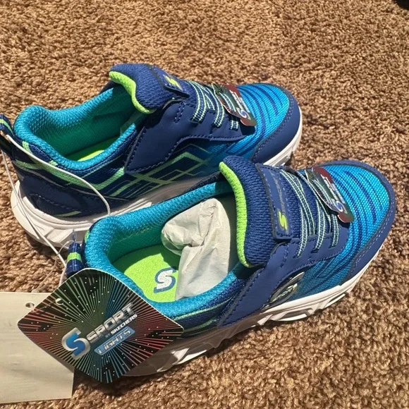 Sketchets Sport Blue and Green Kids Shoes size 12 NWT - Picture 5 of 6